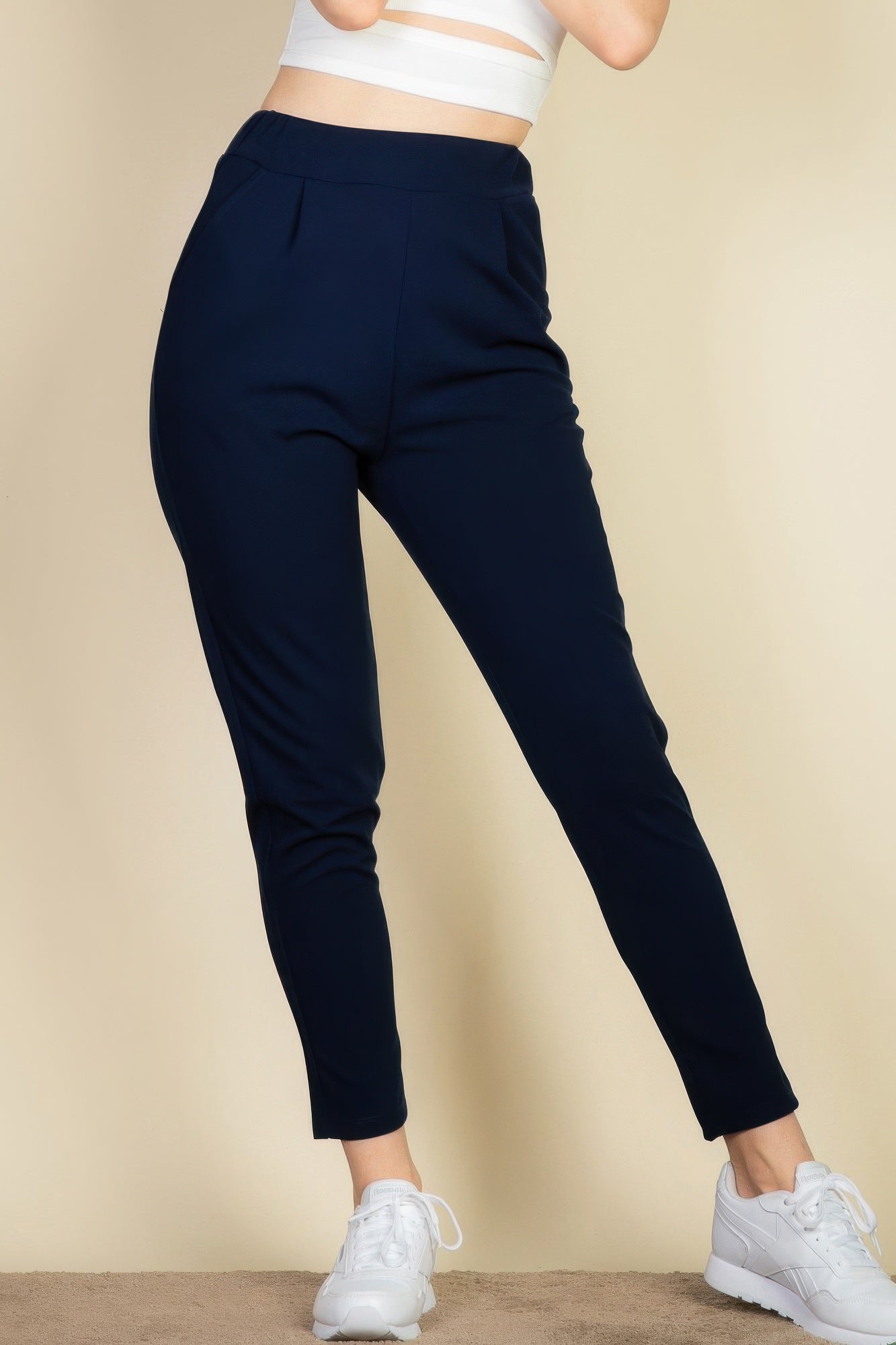 Pleat Front Tapered Trousers - dellidu.com - Navy - product image - S - product image - wh2000649.S.Navy - dellidu.com