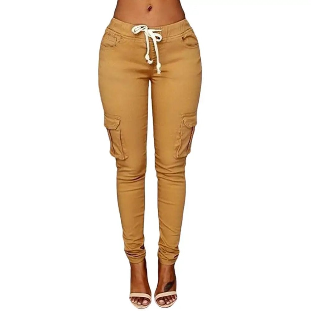 Plus Size High Waist Cargo Pants for Women - dellidu.com - Khaki - Plus Size High Waist Cargo Pants for Women - 2XL - Plus Size High Waist Cargo Pants for Women - 14:200001438;5:201447487#2XL - dellidu.com