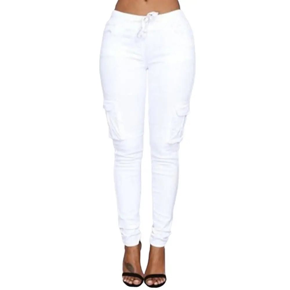 Plus Size High Waist Cargo Pants for Women - dellidu.com - WHITE - Plus Size High Waist Cargo Pants for Women - 3XL - Plus Size High Waist Cargo Pants for Women - 14:29;5:100010423#3XL - dellidu.com