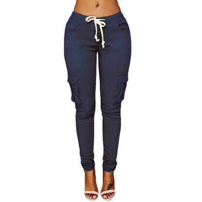 Plus Size High Waist Cargo Pants for Women - dellidu.com - dark blue - Plus Size High Waist Cargo Pants for Women - 2XL - Plus Size High Waist Cargo Pants for Women - 14:200006157;5:201447487#2XL - dellidu.com