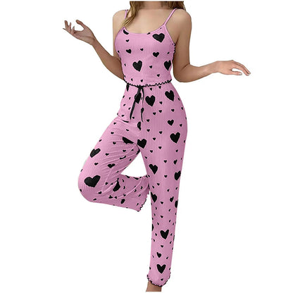 Plus Size Women’s Pajama Set - 2 Piece Vest & Trousers - dellidu.com - Pink and Black - Plus Size Women’s Pajama Set - 2 Piece Vest & Trousers - XL - Plus Size Women’s Pajama Set - 2 Piece Vest & Trousers - 14:1052#Pink and Black;5:100014065 - dellidu.com