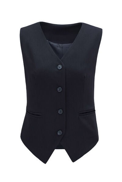 Pocketed Button - Up Vest - dellidu.com - 100100562421155 - Black - d67ea190 - fa4a - 43d3 - bdc1 - ac7c408afbb6 - Min - S - d67ea190 - fa4a - 43d3 - bdc1 - ac7c408afbb6 - Min - 100100562421155 - Trendsi