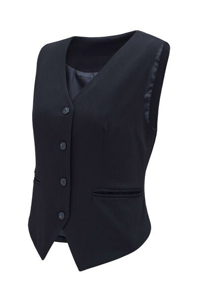 Pocketed Button - Up Vest - dellidu.com - 100100562421155 - Black - 576d71cf - 0eea - 48fc - 8b44 - a317be148e0c - Min - S - 576d71cf - 0eea - 48fc - 8b44 - a317be148e0c - Min - 100100562421155 - Trendsi