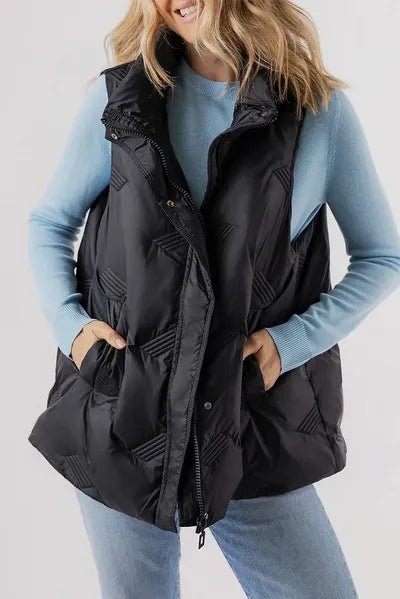 Pocketed Textured Zip Up Vest Coat - dellidu.com - 100100391978792 - Black - 43af59d6 - 9b0d - 4a1c - 9eeb - e23a5de9bd53 - Min - L - 43af59d6 - 9b0d - 4a1c - 9eeb - e23a5de9bd53 - Min - 100100391978792 - Trendsi