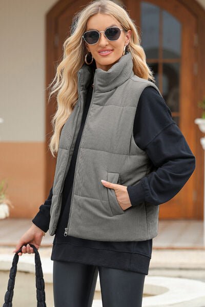 Pocketed Zip Up Turtleneck Vest Coat - dellidu.com - 100100710402178 - Dark Gray - f8a5c292 - 3917 - 4aaa - 8c22 - 7d46e3a689cc - Min - S - f8a5c292 - 3917 - 4aaa - 8c22 - 7d46e3a689cc - Min - 100100710402178 - Trendsi