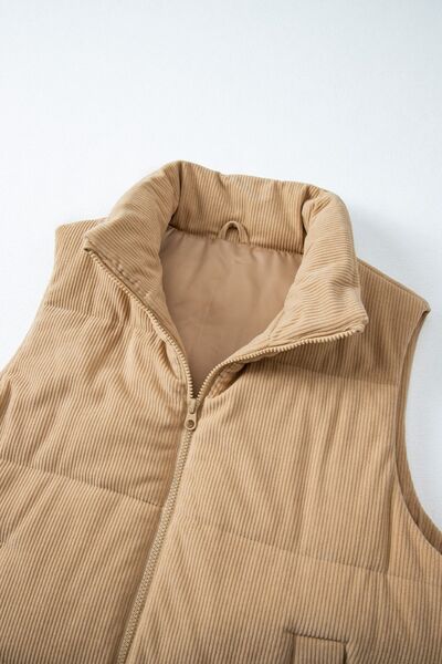 Pocketed Zip Up Turtleneck Vest Coat - dellidu.com - 100100710401152 - Tan - 1d9db97a - c81e - 44a3 - a3f0 - 60e1fa6f1f9c - Min - S - 1d9db97a - c81e - 44a3 - a3f0 - 60e1fa6f1f9c - Min - 100100710401152 - Trendsi