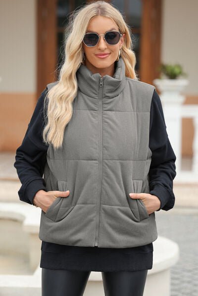 Pocketed Zip Up Turtleneck Vest Coat - dellidu.com - 100100710402178 - Dark Gray - 89b8ef0b - 76e5 - 4306 - 96d1 - f6c6cfbbf16f - Min - S - 89b8ef0b - 76e5 - 4306 - 96d1 - f6c6cfbbf16f - Min - 100100710402178 - Trendsi