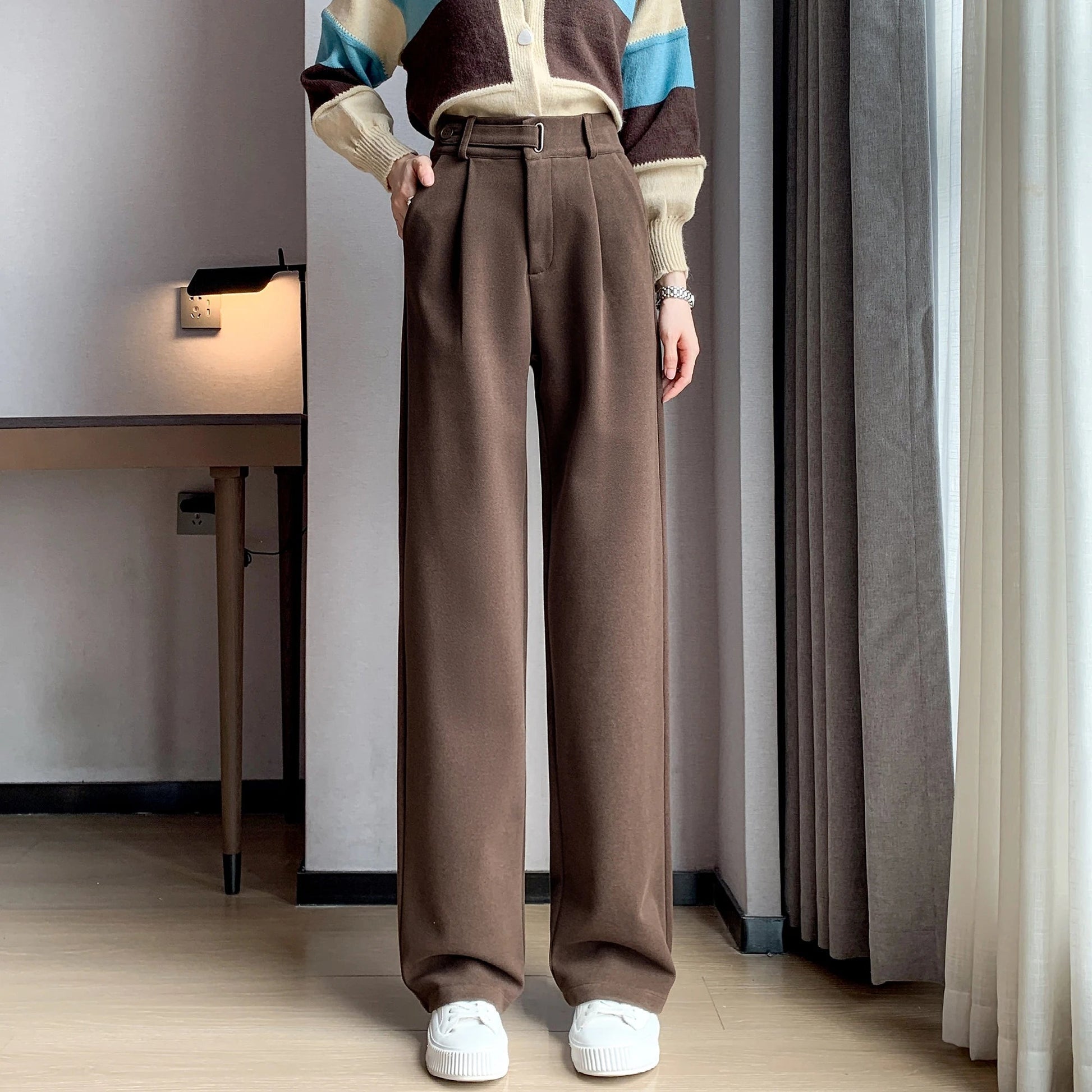 Seoulish Autumn Winter Thicken Woolen Casual Wide Leg Pants - dellidu.com - Milk Tea(regular) - Seoulish Autumn Winter Thicken Woolen Casual Wide Leg Pants - L - Seoulish Autumn Winter Thicken Woolen Casual Wide Leg Pants - 14:200001438#Milk Tea(regular);5:361385 - dellidu.com