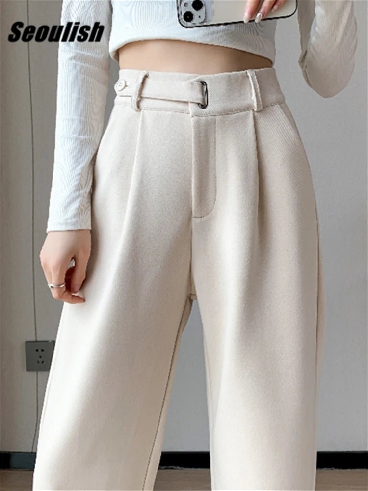 Seoulish Autumn Winter Thicken Woolen Casual Wide Leg Pants - dellidu.com - Milk Tea(regular) - Seoulish Autumn Winter Thicken Woolen Casual Wide Leg Pants - L - Seoulish Autumn Winter Thicken Woolen Casual Wide Leg Pants - 14:200001438#Milk Tea(regular);5:361385 - dellidu.com