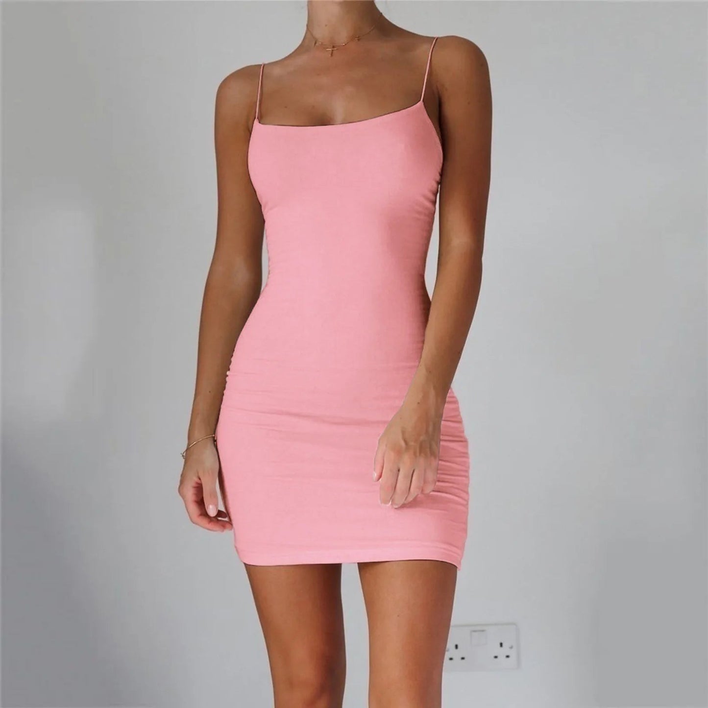 Sexy Spaghetti Strap Mini Dress for Women - Bodycon Sundress - dellidu.com - Pink - Sexy Spaghetti Strap Mini Dress for Women - Bodycon Sundress - S - CN - Sexy Spaghetti Strap Mini Dress for Women - Bodycon Sundress - 14:1052#Pink;200007763:201441035;5:100014064 - dellidu.com