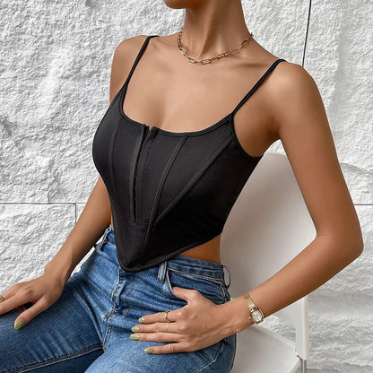 SINGREINY Women's Backless Patchwork Slim Camisole Crop Top - dellidu.com - black - SINGREINY Women's Backless Patchwork Slim Camisole Crop Top - XS - SINGREINY Women's Backless Patchwork Slim Camisole Crop Top - 14:173#black;5:100014066 - dellidu.com