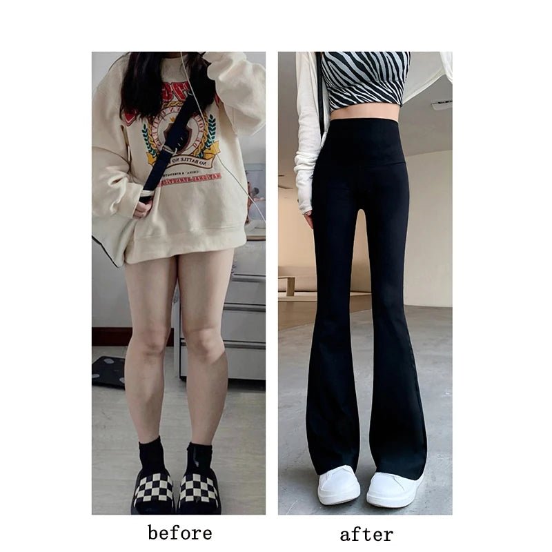 Slim High Waist Women's Flare Pants - Casual Streetwear - dellidu.com - black - Slim High Waist Women's Flare Pants - Casual Streetwear - 40 - 50kg - Slim High Waist Women's Flare Pants - Casual Streetwear - 14:193#black;5:361386#40 - 50kg - dellidu.com