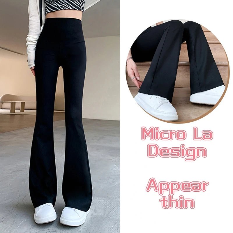 Slim High Waist Women's Flare Pants - Casual Streetwear - dellidu.com - black - Slim High Waist Women's Flare Pants - Casual Streetwear - 40 - 50kg - Slim High Waist Women's Flare Pants - Casual Streetwear - 14:193#black;5:361386#40 - 50kg - dellidu.com