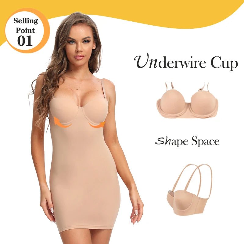 Slimming Full Length Shapewear Slip Dress for Women - dellidu.com - Burgundy - Slimming Full Length Shapewear Slip Dress for Women - S - Slimming Full Length Shapewear Slip Dress for Women - 14:200002984;5:100014064 - dellidu.com