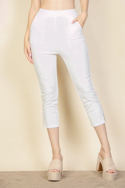 Slit Hem Cropped Pants - dellidu.com - White - product image - S - product image - wh2000647.S.White - dellidu.com