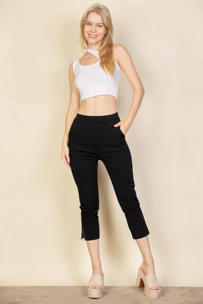 Slit Hem Cropped Pants - dellidu.com - Black - product image - S - product image - wh2000647.S.Black - dellidu.com