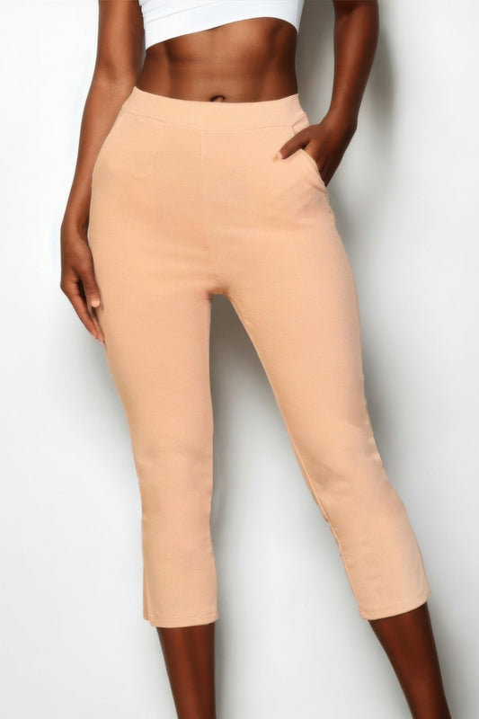 Slit Hem Cropped Pants - dellidu.com - Khaki - product image - S - product image - wh2000647.S.Khaki - dellidu.com