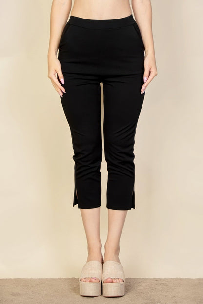 Slit Hem Cropped Pants - dellidu.com - Black - product image - S - product image - wh2000647.S.Black - dellidu.com