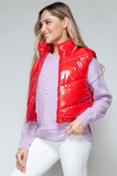 Snobbish Shiny Quilted Zip - Up Turtleneck Vest - dellidu.com - 100100066213678 - Red - d0a3cdea - fd19 - 4558 - b78e - 2b7875325e0d - Min - L - d0a3cdea - fd19 - 4558 - b78e - 2b7875325e0d - Min - 100100066213678 - Trendsi