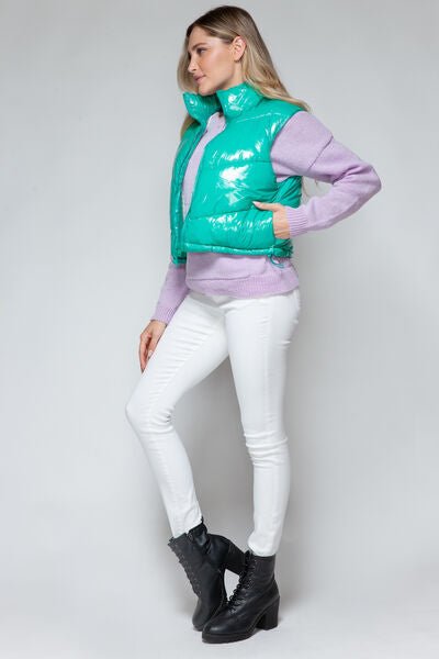 Snobbish Shiny Quilted Zip - Up Turtleneck Vest - dellidu.com - 100100814921470 - Green - f9ed854a - c648 - 4229 - 8845 - 9f029ad6dc2e - Min - S - f9ed854a - c648 - 4229 - 8845 - 9f029ad6dc2e - Min - 100100814921470 - Trendsi