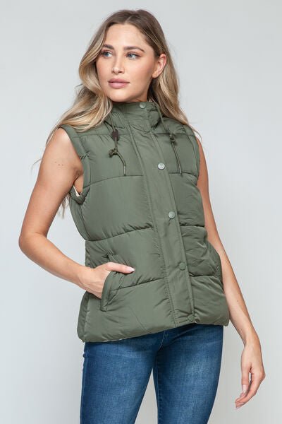 Snobbish Snap and Zip Closure Hooded Vest - dellidu.com - 100100621271796 - Light Olive/Sand - b80c283a - 6922 - 4a52 - a1d6 - b372888d9aa8 - Min - S - b80c283a - 6922 - 4a52 - a1d6 - b372888d9aa8 - Min - 100100621271796 - Trendsi