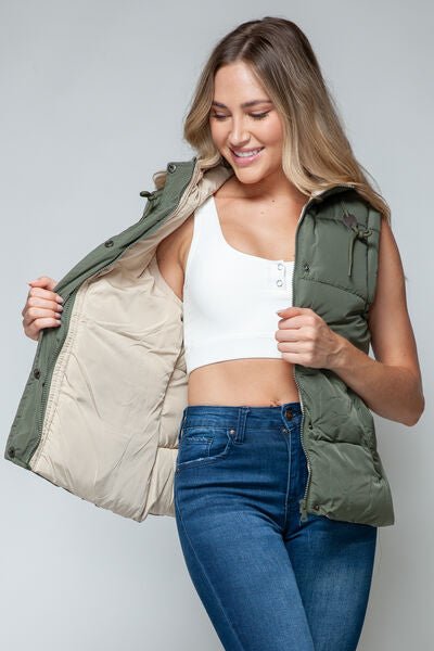 Snobbish Snap and Zip Closure Hooded Vest - dellidu.com - 100100621271796 - Light Olive/Sand - 9f6db7e9 - ecdf - 4de4 - a0ee - f3ff7d464d32 - Min - S - 9f6db7e9 - ecdf - 4de4 - a0ee - f3ff7d464d32 - Min - 100100621271796 - Trendsi