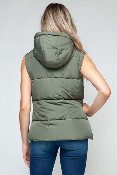 Snobbish Snap and Zip Closure Hooded Vest - dellidu.com - 100100621271796 - Light Olive/Sand - d0fd1e61 - 618d - 4daa - 9fd8 - 4d98e9cacc90 - Min - S - d0fd1e61 - 618d - 4daa - 9fd8 - 4d98e9cacc90 - Min - 100100621271796 - Trendsi