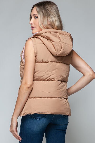 Snobbish Snap and Zip Closure Hooded Vest - dellidu.com - 100100843381204 - Camel - 85bc8009 - a609 - 4ef5 - 9b90 - 52985b4a6770 - Min - S - 85bc8009 - a609 - 4ef5 - 9b90 - 52985b4a6770 - Min - 100100843381204 - Trendsi