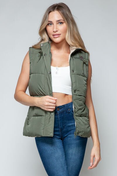 Snobbish Snap and Zip Closure Hooded Vest - dellidu.com - 100100621271796 - Light Olive/Sand - be2e12b5 - 6cbb - 4658 - aff6 - 86c0c9b2f9f5 - Min - S - be2e12b5 - 6cbb - 4658 - aff6 - 86c0c9b2f9f5 - Min - 100100621271796 - Trendsi