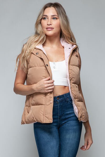 Snobbish Snap and Zip Closure Hooded Vest - dellidu.com - 100100843381204 - Camel - eafc4f43 - 91d9 - 4fef - 8488 - f90aeeef5d7d - Min - S - eafc4f43 - 91d9 - 4fef - 8488 - f90aeeef5d7d - Min - 100100843381204 - Trendsi