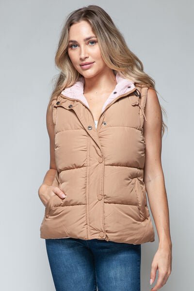 Snobbish Snap and Zip Closure Hooded Vest - dellidu.com - 100100843381204 - Camel - 8183c81e - f14f - 4ace - a915 - 49edbcc66952 - Min - S - 8183c81e - f14f - 4ace - a915 - 49edbcc66952 - Min - 100100843381204 - Trendsi