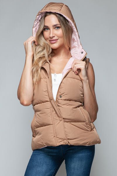 Snobbish Snap and Zip Closure Hooded Vest - dellidu.com - 100100843381204 - Camel - 8185f9c5 - bd54 - 4db6 - a771 - 9fabb8407cea - Min - S - 8185f9c5 - bd54 - 4db6 - a771 - 9fabb8407cea - Min - 100100843381204 - Trendsi