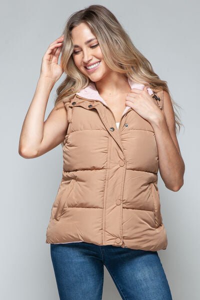 Snobbish Snap and Zip Closure Hooded Vest - dellidu.com - 100100843381204 - Camel - 5c94b7d2 - 7031 - 491d - 8a20 - 2cf4c35ad03a - Min - S - 5c94b7d2 - 7031 - 491d - 8a20 - 2cf4c35ad03a - Min - 100100843381204 - Trendsi