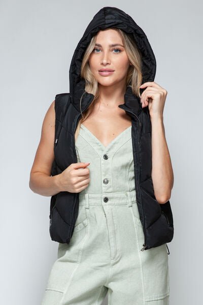 Snobbish Zip Up Quilted Hooded Vest - dellidu.com - 100100738881111 - Black - 177ccfb7 - 55ce - 43ff - 898b - 2e5a4c6e973c - Min - S - 177ccfb7 - 55ce - 43ff - 898b - 2e5a4c6e973c - Min - 100100738881111 - Trendsi