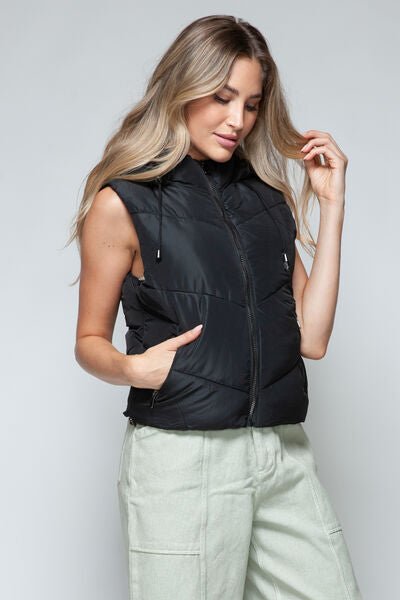 Snobbish Zip Up Quilted Hooded Vest - dellidu.com - 100100738881111 - Black - d48f6ed9 - 4e32 - 4843 - 9bf4 - 07a0c81a8a0e - Min - S - d48f6ed9 - 4e32 - 4843 - 9bf4 - 07a0c81a8a0e - Min - 100100738881111 - Trendsi