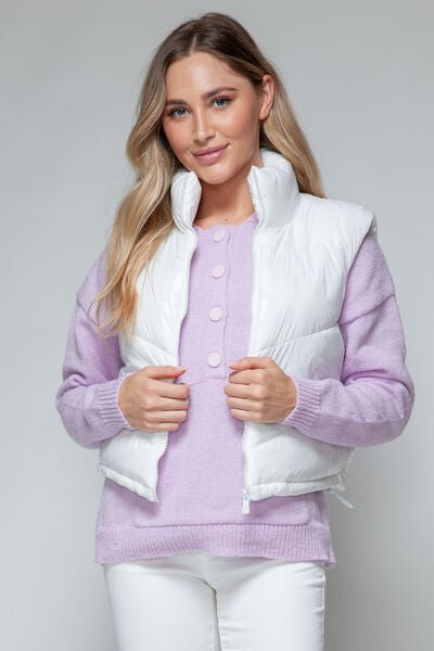 Snobbish Zip Up Turtleneck Shiny Quilted Vest - dellidu.com - 100100324004966 - White - 6de71269 - 3dec - 4703 - a736 - 10bec1e805a6 - Min - XL - 6de71269 - 3dec - 4703 - a736 - 10bec1e805a6 - Min - 100100324004966 - Trendsi