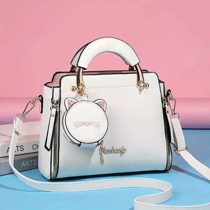 Stylish Women's Cat Purse Satchel Shoulder Bag - dellidu.com - WHITE - Stylish Women's Cat Purse Satchel Shoulder Bag - Stylish Women's Cat Purse Satchel Shoulder Bag - 14:29 - dellidu.com