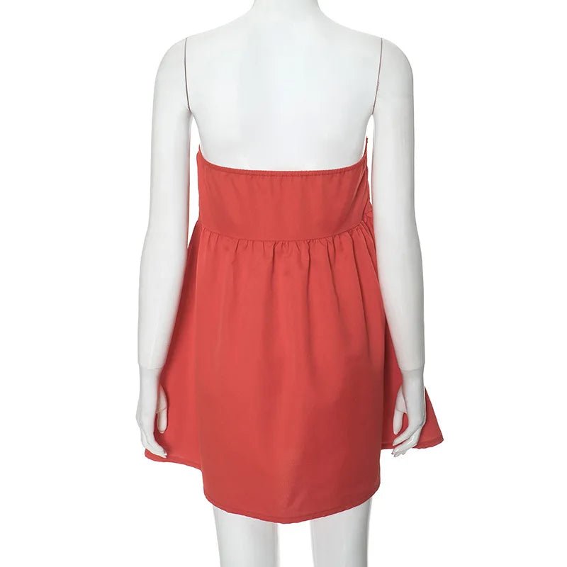 TARUXY Elegant Strapless Beach Dress for Women - dellidu.com - Pink - TARUXY Elegant Strapless Beach Dress for Women - M - TARUXY Elegant Strapless Beach Dress for Women - 14:1052;5:361386 - dellidu.com