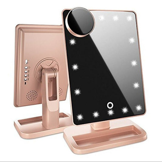 Touch Screen Makeup Mirror with LED Lights and Bluetooth Speaker - dellidu.com - 0 - Black - Touch Screen Makeup Mirror with LED Lights and Bluetooth Speaker - Touch Screen Makeup Mirror with LED Lights and Bluetooth Speaker - CJBJHZCZ00225 - Black - null