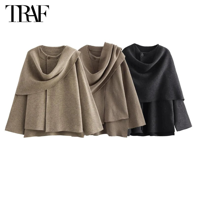 TRAF 2024 Plush Winter Coats for Women - Asymmetric Scarf Jacket - dellidu.com - dark khaki - TRAF 2024 Plush Winter Coats for Women - Asymmetric Scarf Jacket - S - TRAF 2024 Plush Winter Coats for Women - Asymmetric Scarf Jacket - 14:365458#dark khaki;5:100014064 - dellidu.com