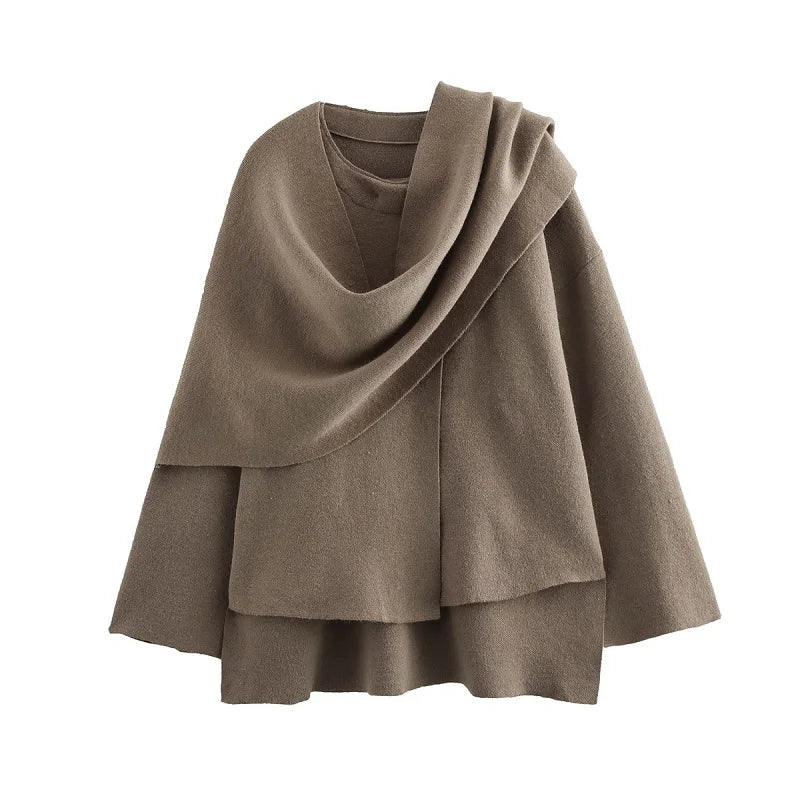 TRAF 2024 Plush Winter Coats for Women - Asymmetric Scarf Jacket - dellidu.com - dark khaki - TRAF 2024 Plush Winter Coats for Women - Asymmetric Scarf Jacket - S - TRAF 2024 Plush Winter Coats for Women - Asymmetric Scarf Jacket - 14:365458#dark khaki;5:100014064 - dellidu.com