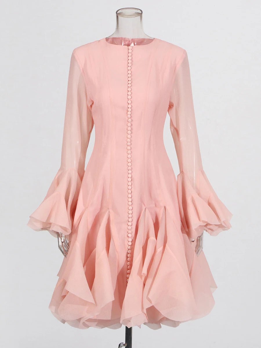 TWOTWINSTYLE Women's Irregular Pleated Mini Dress - dellidu.com - PINK - TWOTWINSTYLE Women's Irregular Pleated Mini Dress - M - TWOTWINSTYLE Women's Irregular Pleated Mini Dress - 14:1052#PINK;5:361386 - dellidu.com