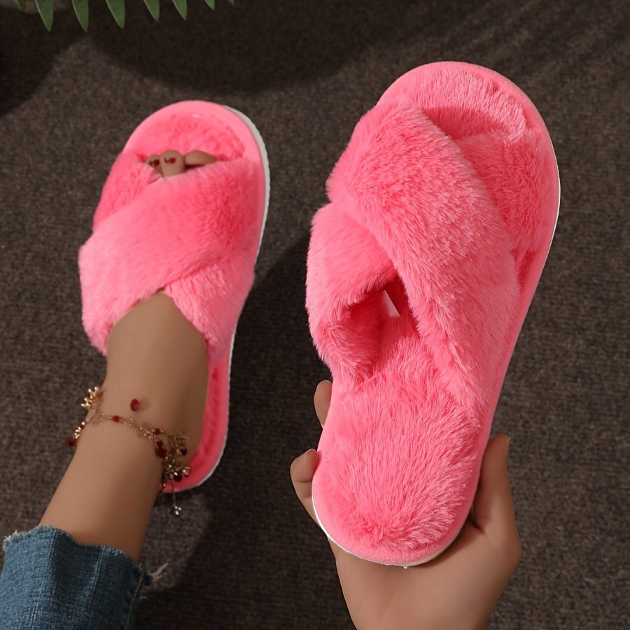 Ultra - Comfortable Leopard Print Plush Slippers - dellidu.com - Rose Red - Ultra - Comfortable Leopard Print Plush Slippers - US 5.5 - 6 - Ultra - Comfortable Leopard Print Plush Slippers - 16056;18011 - dellidu.com