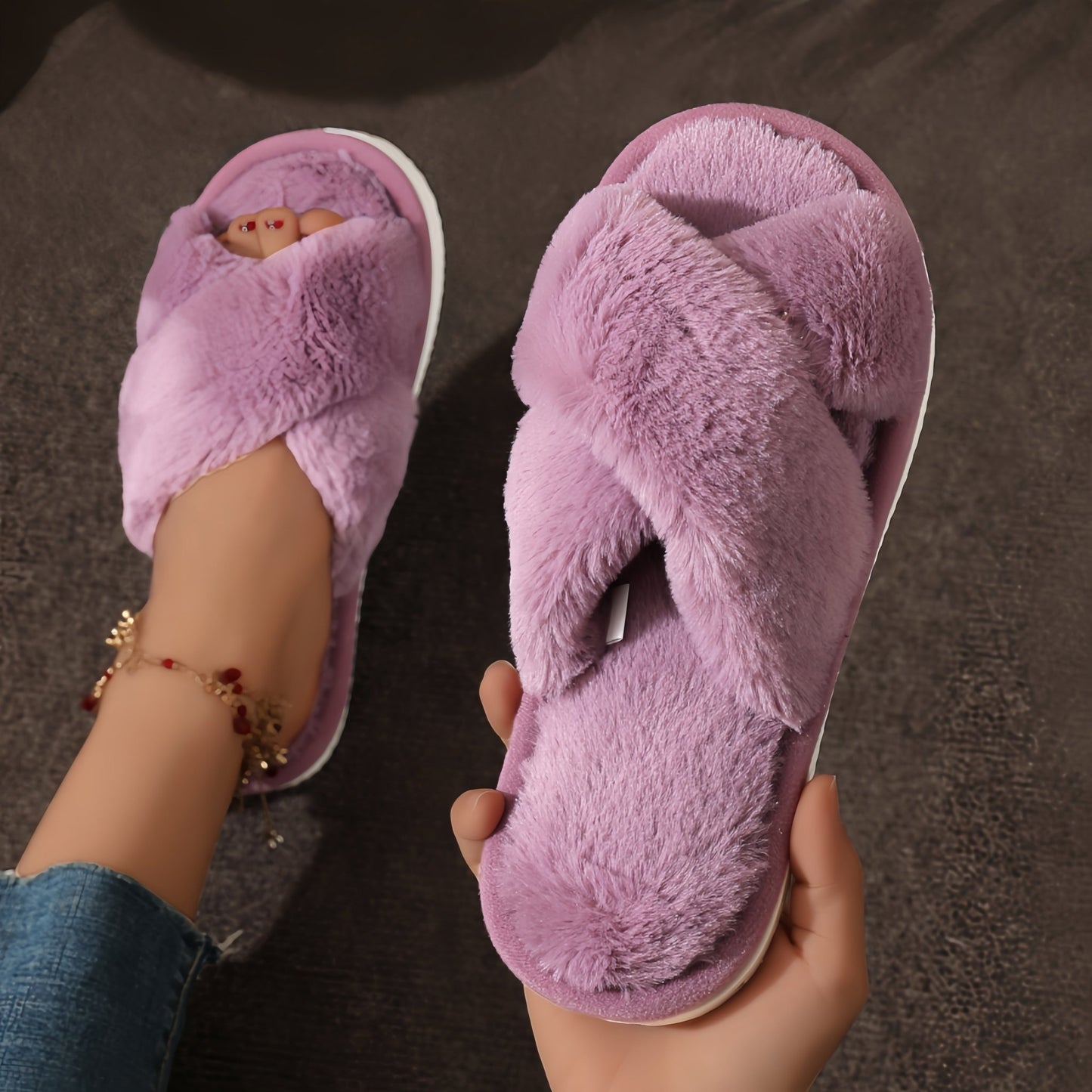 Ultra - Comfortable Leopard Print Plush Slippers - dellidu.com - Purple - Ultra - Comfortable Leopard Print Plush Slippers - US 5.5 - 6 - Ultra - Comfortable Leopard Print Plush Slippers - 16100;18011 - dellidu.com