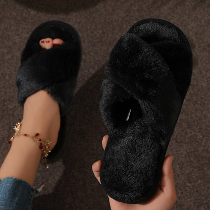 Ultra - Comfortable Leopard Print Plush Slippers - dellidu.com - Black - Ultra - Comfortable Leopard Print Plush Slippers - US 5.5 - 6 - Ultra - Comfortable Leopard Print Plush Slippers - 18011;3002 - dellidu.com