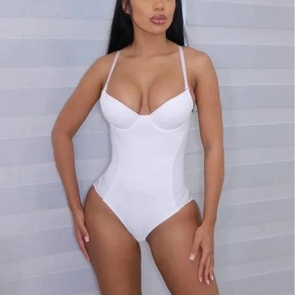 Underwire White Bodysuit Shapewear for Women - dellidu.com - white - Underwire White Bodysuit Shapewear for Women - S - Underwire White Bodysuit Shapewear for Women - 14:29#white;5:100014064 - dellidu.com