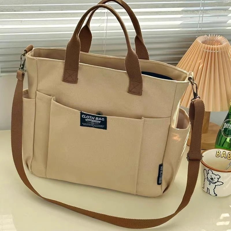 Urban Minimalist Canvas Tote Bag for Women - dellidu.com - Khaki - Urban Minimalist Canvas Tote Bag for Women - Urban Minimalist Canvas Tote Bag for Women - 14:200001438#Khaki - dellidu.com