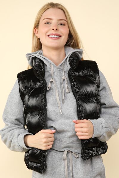 VERY J Shiny Metallic Zip Up Puffer Vest - dellidu.com - 100100811743995 - Black - 3b45f828 - 8d92 - 4518 - ad03 - 13d3ca170fb4 - Min - L - 3b45f828 - 8d92 - 4518 - ad03 - 13d3ca170fb4 - Min - 100100811743995 - Trendsi