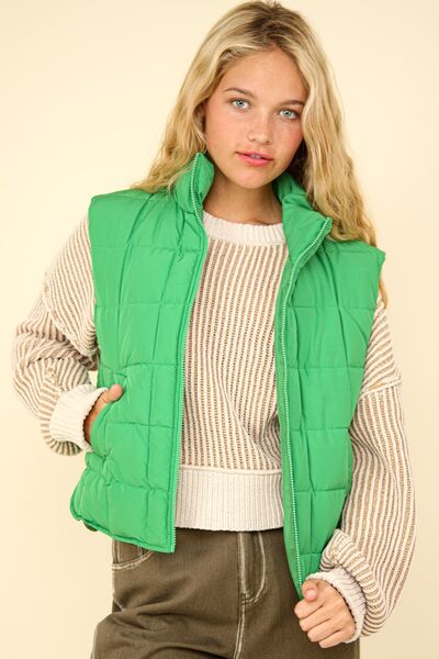 VERY J Zip Up Puffer Vest - Warm & Stylish - dellidu.com - 100100864791366 - Kelly Green - f3dddbb6 - a38f - 4de0 - a801 - 82902fc85f12 - Min - S - f3dddbb6 - a38f - 4de0 - a801 - 82902fc85f12 - Min - 100100864791366 - Trendsi