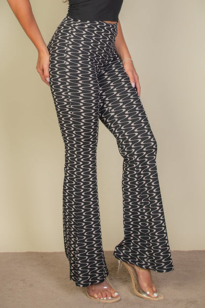 Wavy Print High Waist Flare Pants - dellidu.com - Print 313 stone - product image - S - product image - wh2000633.S.Print.313.Stone - dellidu.com